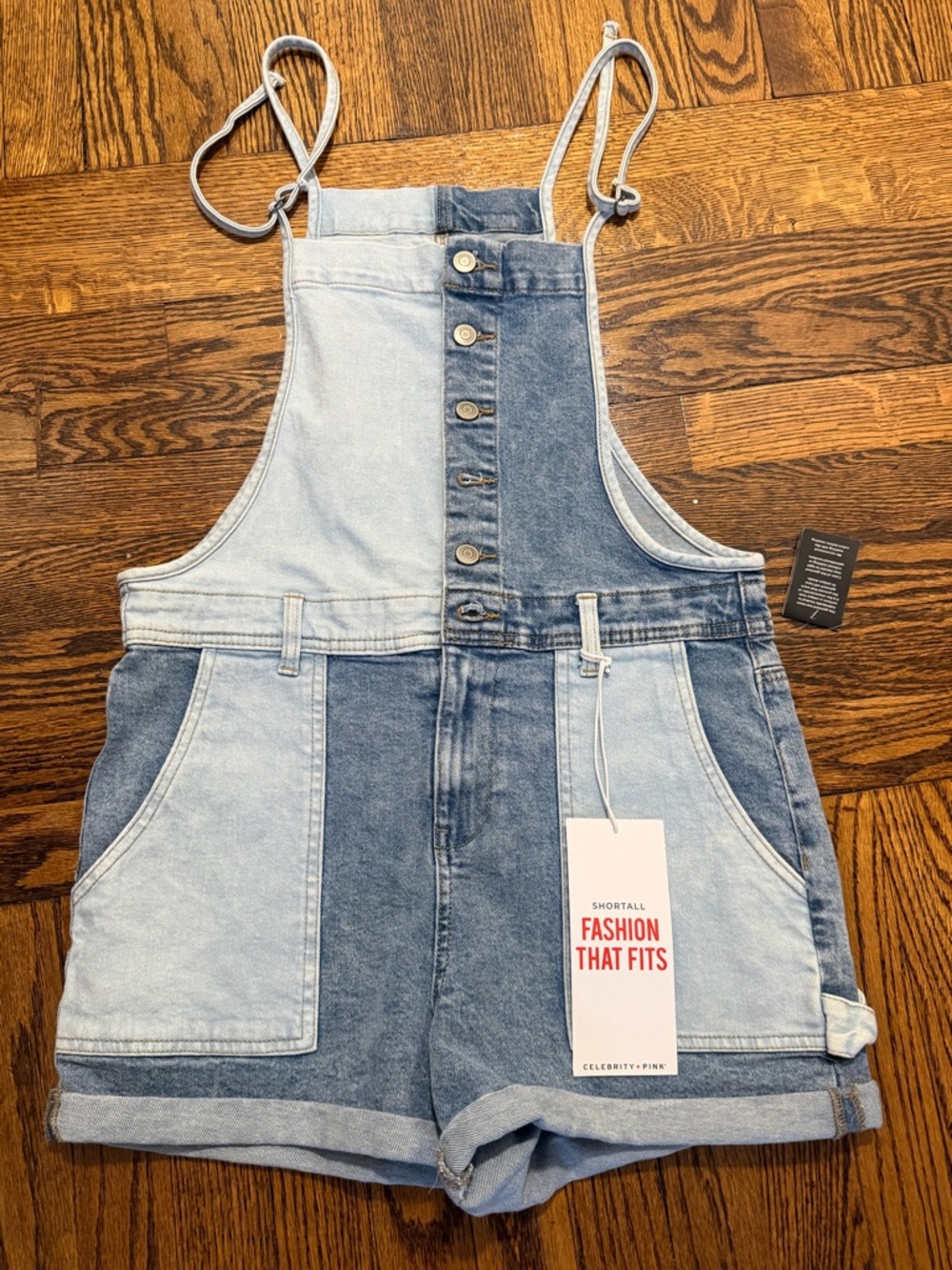 Celebrity Pink Two-Tone Light & Dark Blue Denim Shortall